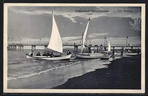 AK Swinemünde, Segelboote am Seesteg