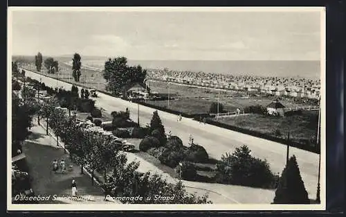 AK Swinemünde, Ostseebad, Promenade und Strand