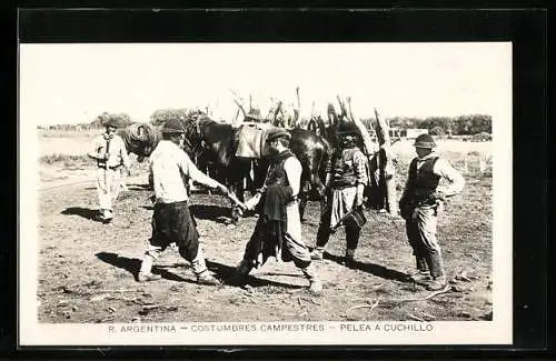AK Argentina, Costumbres Campestres, Pelea a Cuchillo