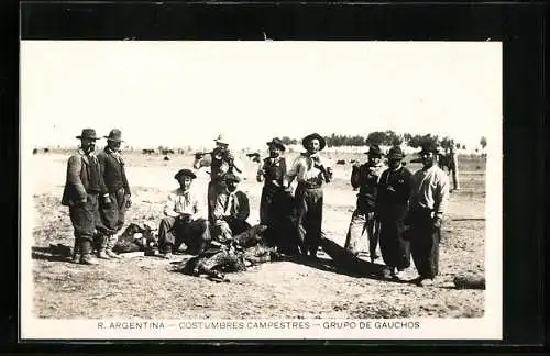 AK Argentina, Costumbres Campestres, Grupo de Gauchos