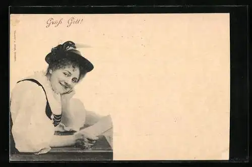 AK Frau in bayerischer Tracht