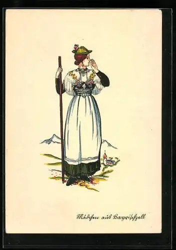 AK Bayrischzell, Mädchen in bayerischer Tracht