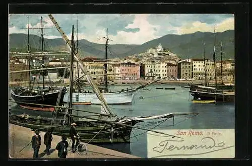 AK San Remo, Il Porto, Hafenpartie mit Segelschiffen