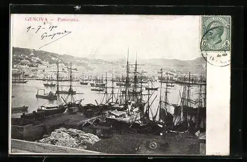 AK Genova, Panorama, Hafen