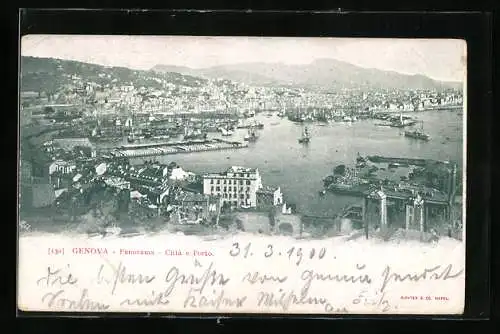 AK Genova, Panorama, Città e Porto, Hafen