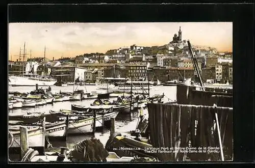 AK Marseille, Le Vieux Port et Notre-Dame de la Garde, Hafen
