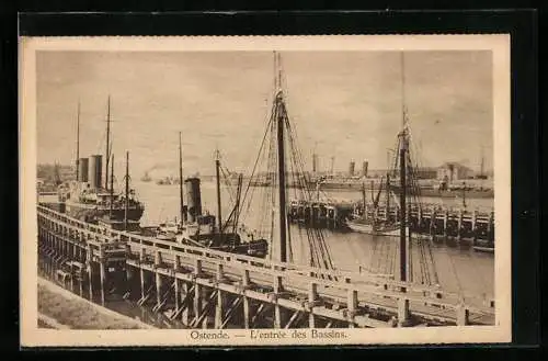 AK Ostende, L`entrée des Bassins, Hafen
