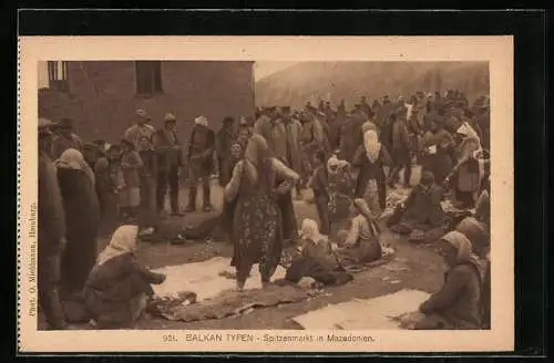 AK Mazedonische Frauen auf einem Spitzenmarkt