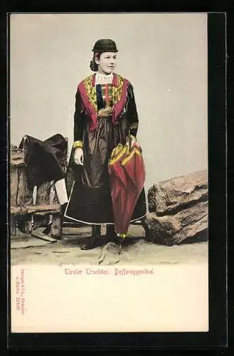 AK Dame aus Defreggenthal in Tracht