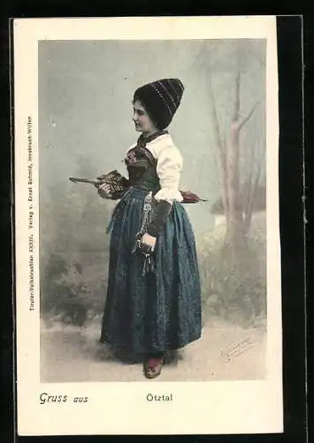 AK Ein Mädchen aus dem Ötztal in Tracht