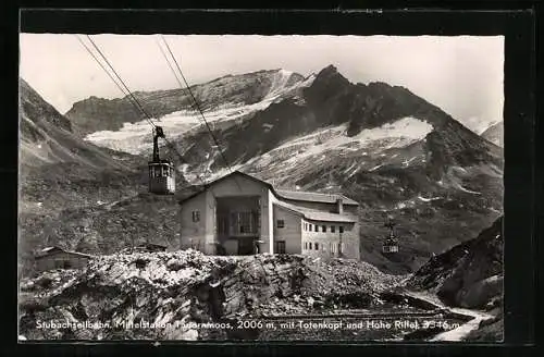 AK Tauernmoos, Stubachseilbahn an der Mittelstation mit Totenkopf und Hohe Riffel