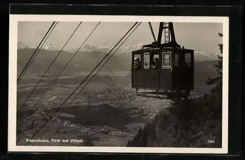 AK Villach, Ansicht der Kanzelbahn mit Blick auf den Ort