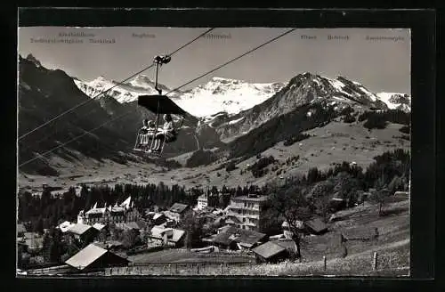 AK Adelboden, Sesselbahn Richtung Schwandfeldspitz gegen Steghorn, Fitzer