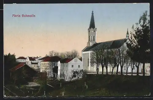 AK Maria Schmolln, Ortspartie mit Kirche
