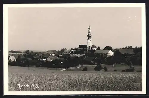 AK Aspach /O.-Ö., Teilansicht mit Kirche