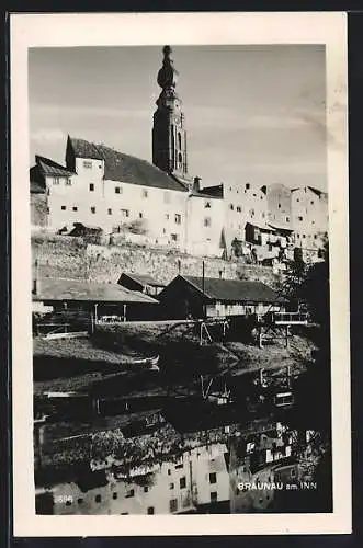 AK Braunau am Inn, Ortspartie mit Turm