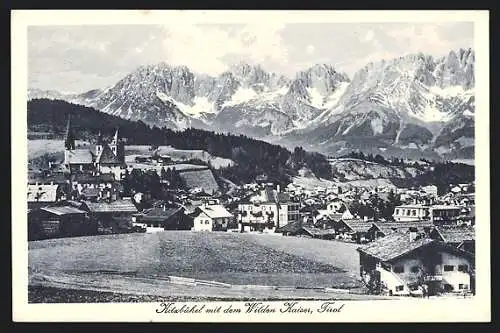 AK Kitzbühel, Teilansicht mit dem Wilden Kaiser
