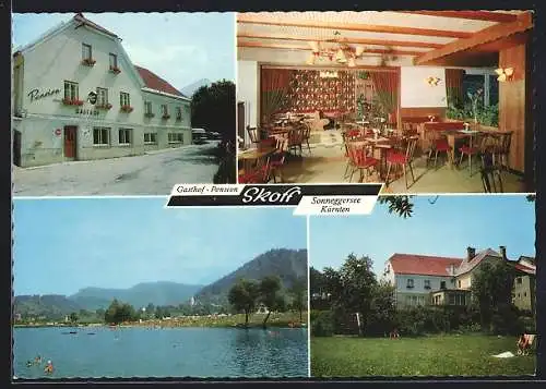 AK Sittersdorf, Altendorf am Sonneggersee, Gasthof-Pension Skoff, Innenansicht, Garten