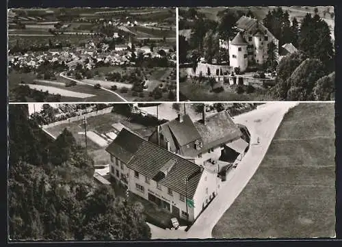 AK Gottmadingen, Gasthof-Pension Krone, Gesamtansicht, Schloss Randegg