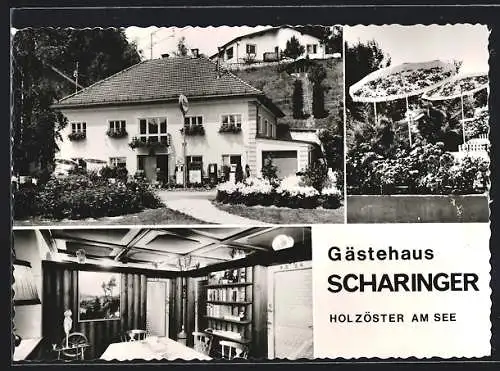 AK Franking, Holzöster am See, Gästehaus Scharinger, Innenansicht, Ortspartie
