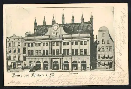 AK Rostock, Rathaus aus der Vogelschau