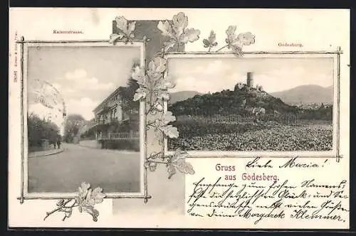 AK Godesberg, Kaiserstrasse, Godesburg mit Umgebung