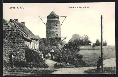 AK Zons a. Rh., Partie an der Mühle