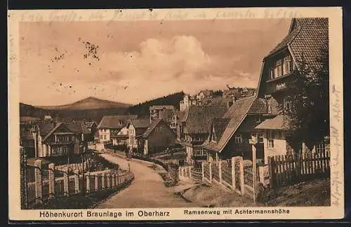 AK Braunlage /Harz, Ramsenweg mit Achtermannshöhe, Strassenpartie