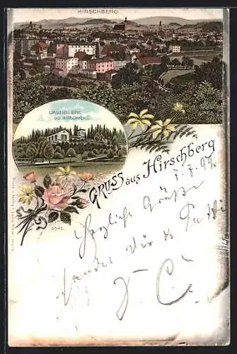 Lithographie Hirschberg, Cavalierberg, Totalansicht