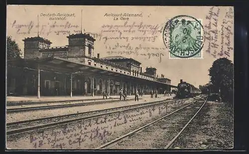 AK Deutsch-Avricourt, Eisenbahn am Bahnhof