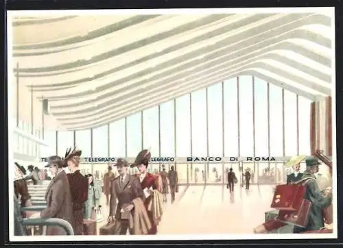AK Roma, Depositenkasse des Banco di Roma am Hauptbahnhof Termini