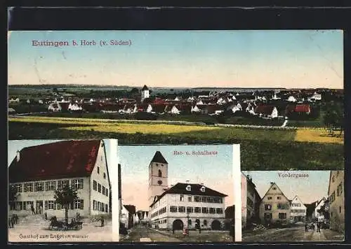 AK Eutingen b. Horb, Gasthof zum Engel, Vorgergasse, Rat- u. Schulhaus