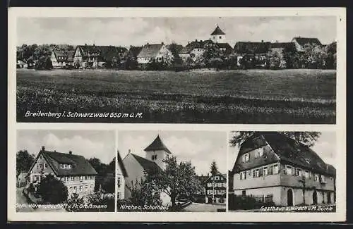 AK Breitenberg / Neuweiler, Gasthaus z. Hirsch v. M. Bürkle, Gem.-Warengeschäft Fr. Grossmann