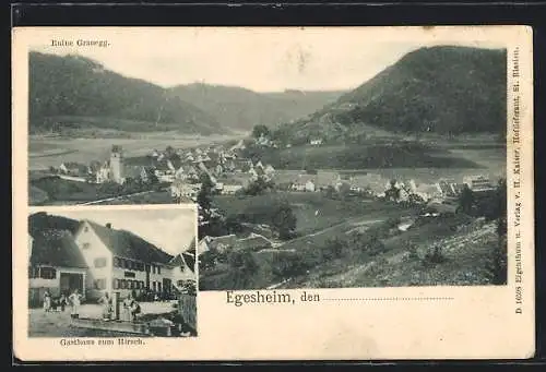 AK Egesheim, Gasthaus zum Hirsch, Ortsansicht mit Ruine Granegg
