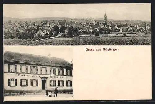 AK Güglingen, Ortsansicht mit Gasthaus zum Ochsen