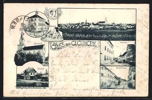 AK Güglingen, Bahnhof, Hauptstrasse, Stadtkirche