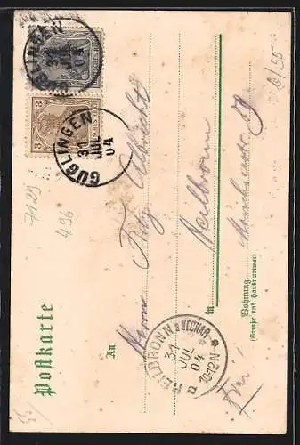 AK Güglingen, Gasthaus zum Ochsen in der Hauptstrasse, Kameralamt und Apotheke in der Verlängerten Hauptstrasse