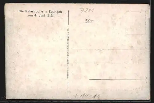 AK Eutingen / Gäu, Eisenbahnkatastrophe am 4. Juni 1913