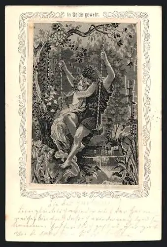 Seiden-AK Junges Paar verliebt auf einer Schaukel