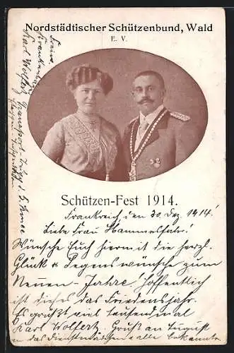 AK Wald / Oberpfalz, Schützen-Fest vom Nordstädtischem Schützenbund 1914, Jäger nebst Frau