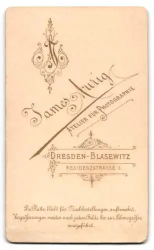 Fotografie James Aurig, Dresden-Blasewitz, Residenzstr. 8, Edeldame im Sonntagskleid mit Hund - Schosshund