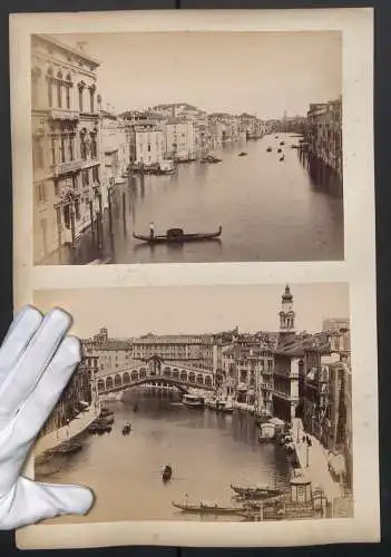 2 Fotografien unbekannter Fotograf, Ansicht Venedig, Grande Canale, Canal Grande dal Palazzo Foscari verso Rialto