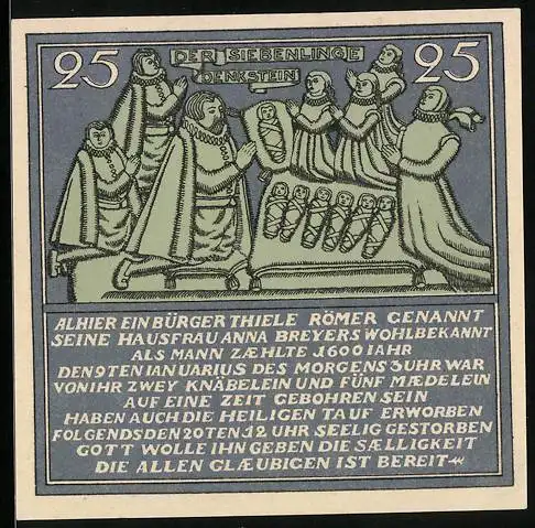 Notgeld Hameln 1921, 25 Pfennig, Der Siebenlinge Denkstein