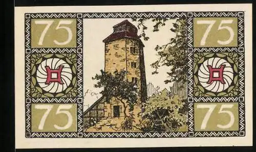 Notgeld Hameln 1921, 75 Pfennig, Festungsturm