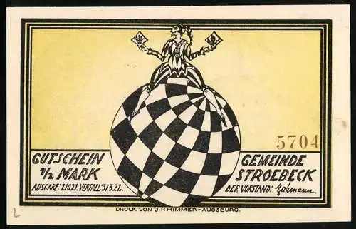 Notgeld Stroebeck 1922, 1 /2 Mark, Der Welt-Schachmeister