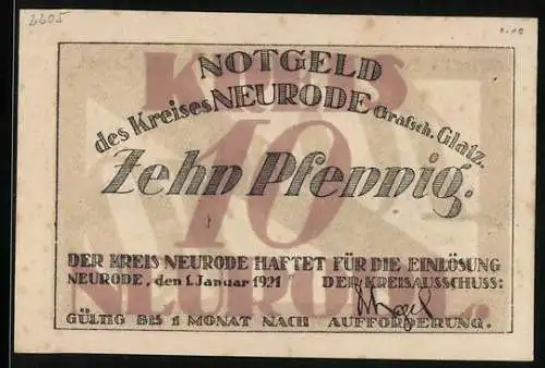 Notgeld Neurode /Glatz 1921, 10 Pfennig, Industriegebiet