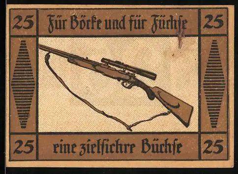 Notgeld Suhl, 25 Pfennig, Eine zielsichere Büchse
