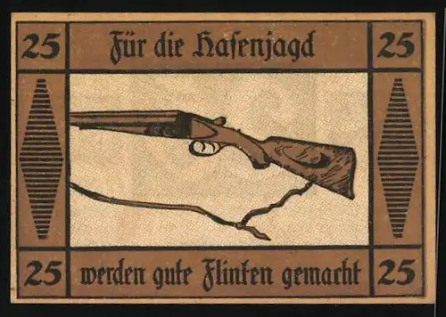 Notgeld Suhl, 25 Pfennig, Wappen und Flinte