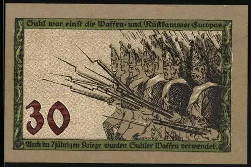 Notgeld Suhl, 30 Pfennig, Szene aus dem 7jährigen Krieg