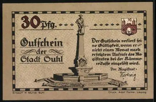 Notgeld Suhl, 30 Pfennig, Szene aus dem 7jährigen Krieg